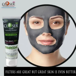 Closer Charcoal Face Wash 2in1 Scrub (200ml) is good for all skin types and the best results.